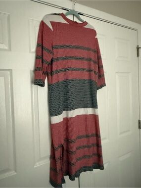 Red, Black and White Midi Dress